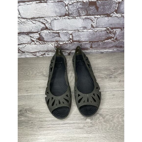 Crocs Isabella Black Jelly Ballet Peep Toe Cut Out Sandals Women Sz 10M US/41EU - Picture 13 of 16